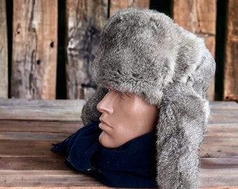 Ushanka Fur Cap For Winter Ushanka Hat Y2k Rabbit Fur Russian