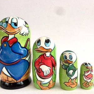 Scrooge McDuck - Nesting Stacking Dolls 5.1” 13 cm Matryoshka Cartoon Character Hand Painted Kids Gift