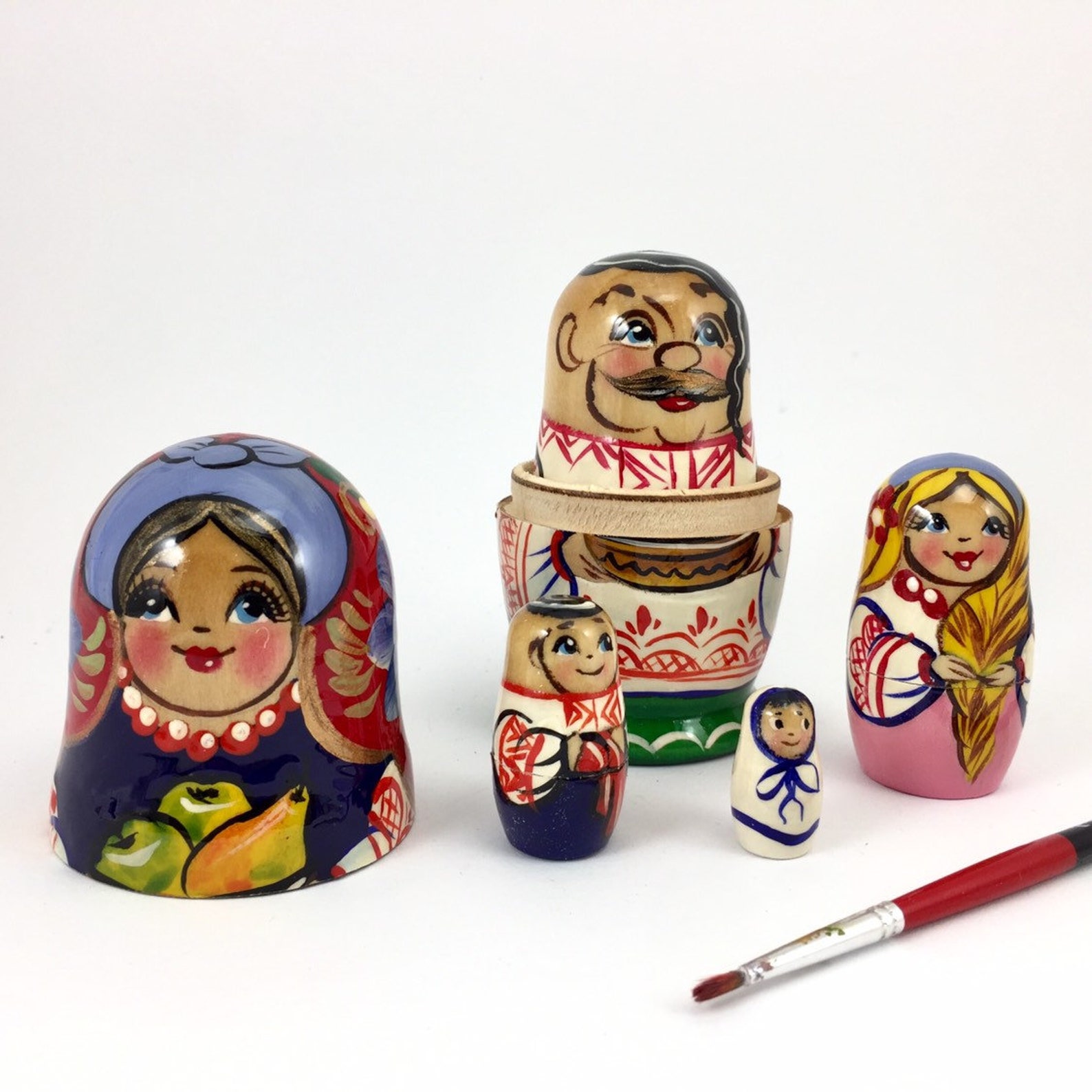 Nesting Doll Ukrainian Family 105cm 5 pcs Handcrafted Etsy