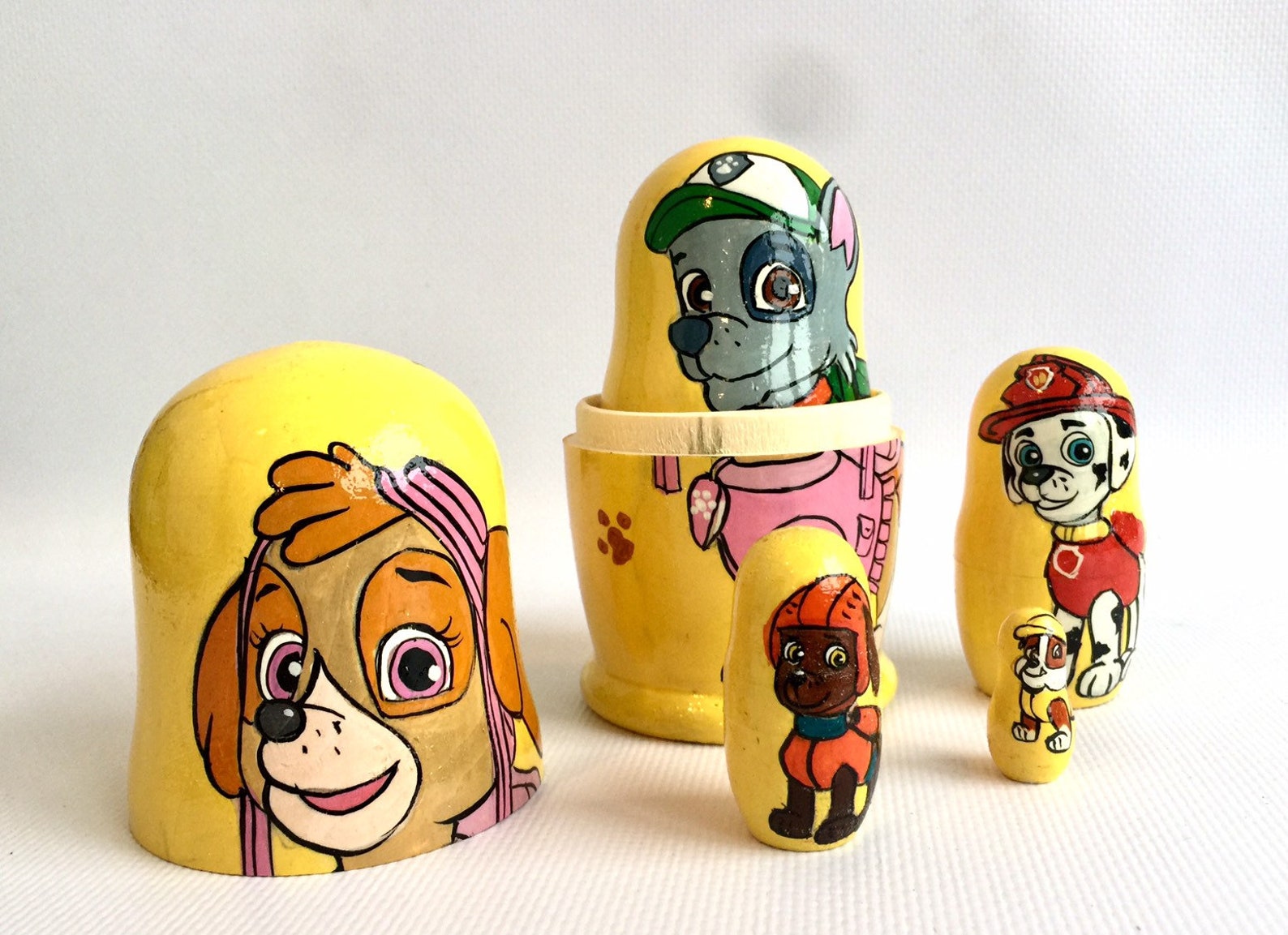 PAW Patrol Nesting Doll 51 13 cm Handcrafted Yellow Etsy