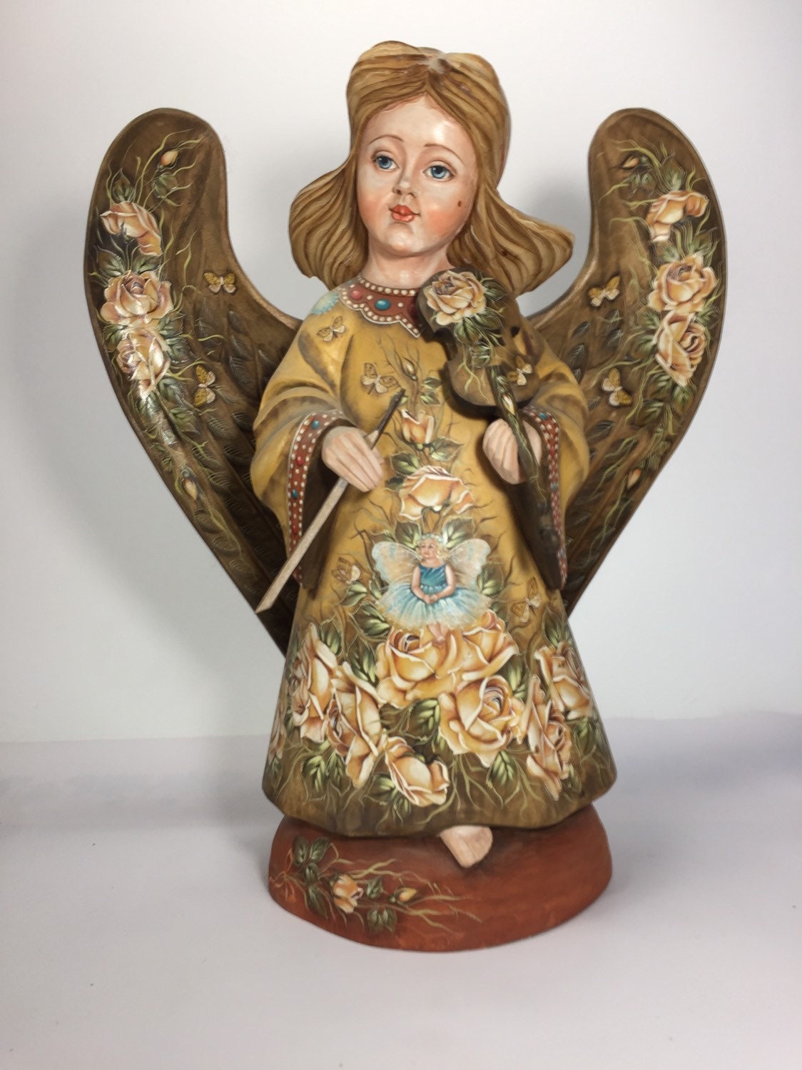 Angel Wooden Figurine Angel 138 35 Cm Handcarved Art | Etsy