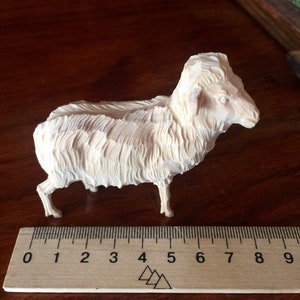 Hand Carved Wooden Figurine,Sheep in Lime Wood , Mutton,Handcrafted Home Decor & Display image 3