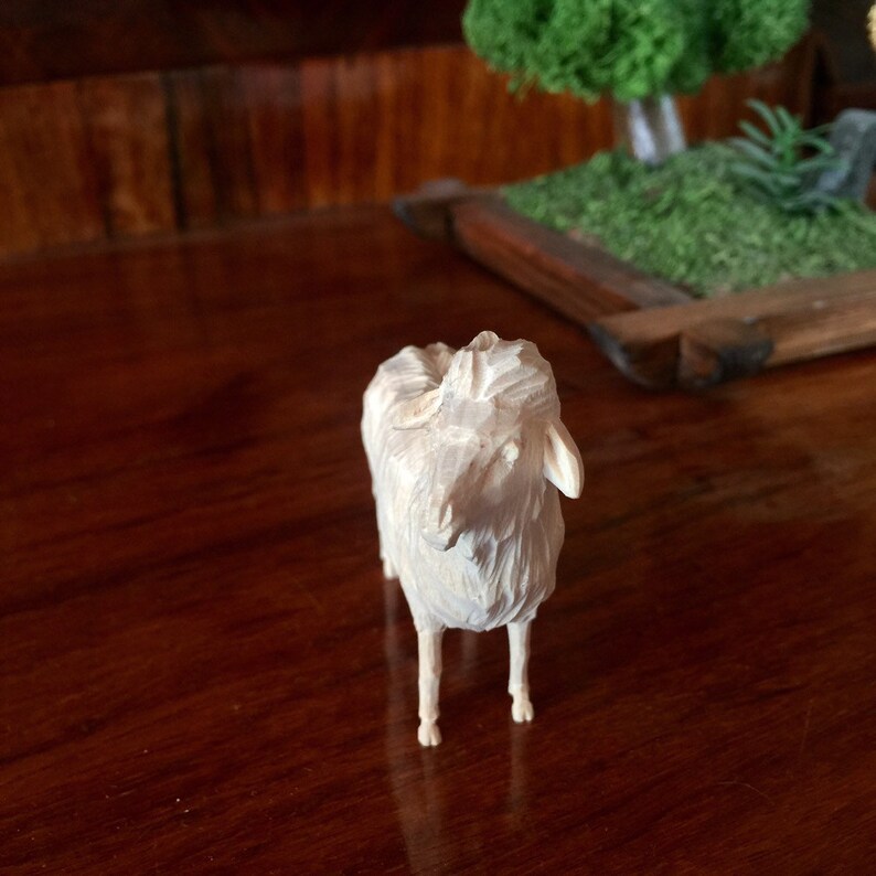 Hand Carved Wooden Figurine,Sheep in Lime Wood , Mutton,Handcrafted Home Decor & Display image 6