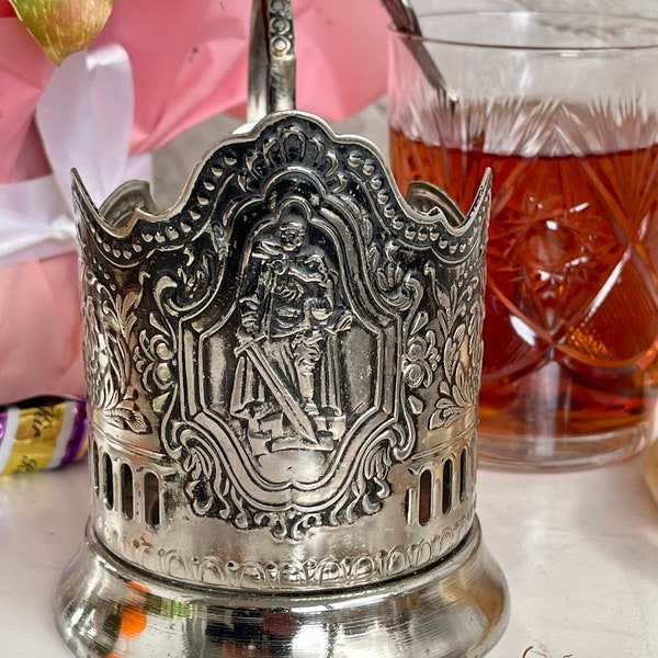 Treptow Park Monument Soviet VTG  Tea Glass Holder Rare PODSTAKANNIK Collectible USSR