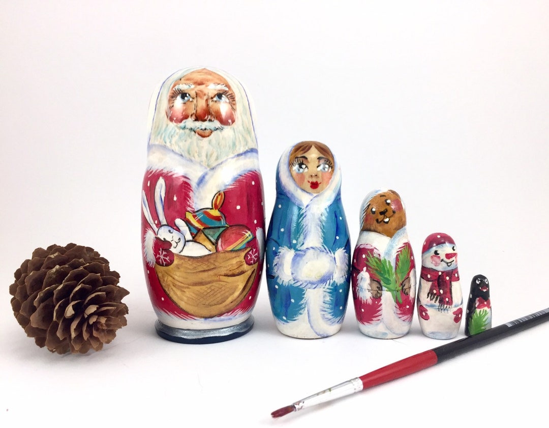 Father Frost Nesting Dolls Santa Claus 4,5 11,5 Cm Ded Moroz Ukrainian