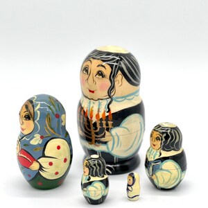Jews Nesting Dolls - Jewish Family 4.3”,11 см 5 pcs ,,Handcrafted Made in Ukraine Wooden Matryoshka image 7