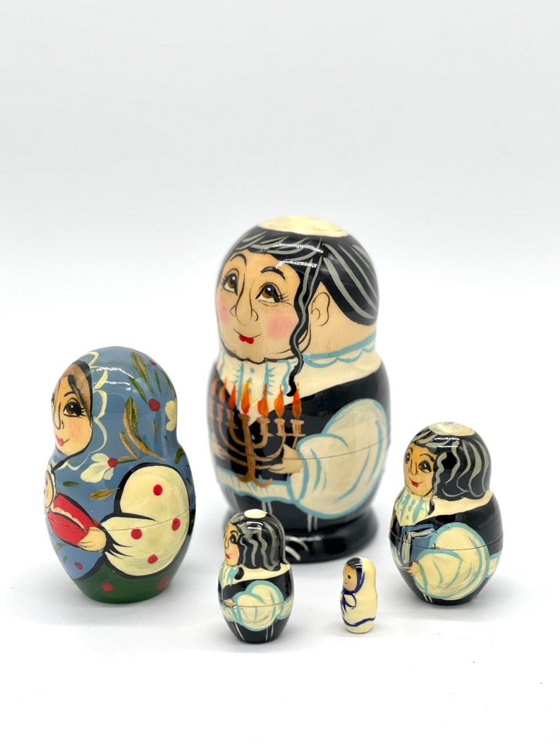 Jews Nesting Dolls - Jewish Family 4.3”,11 см 5 pcs ,,Handcrafted Made in Ukraine Wooden Matryoshka image 7