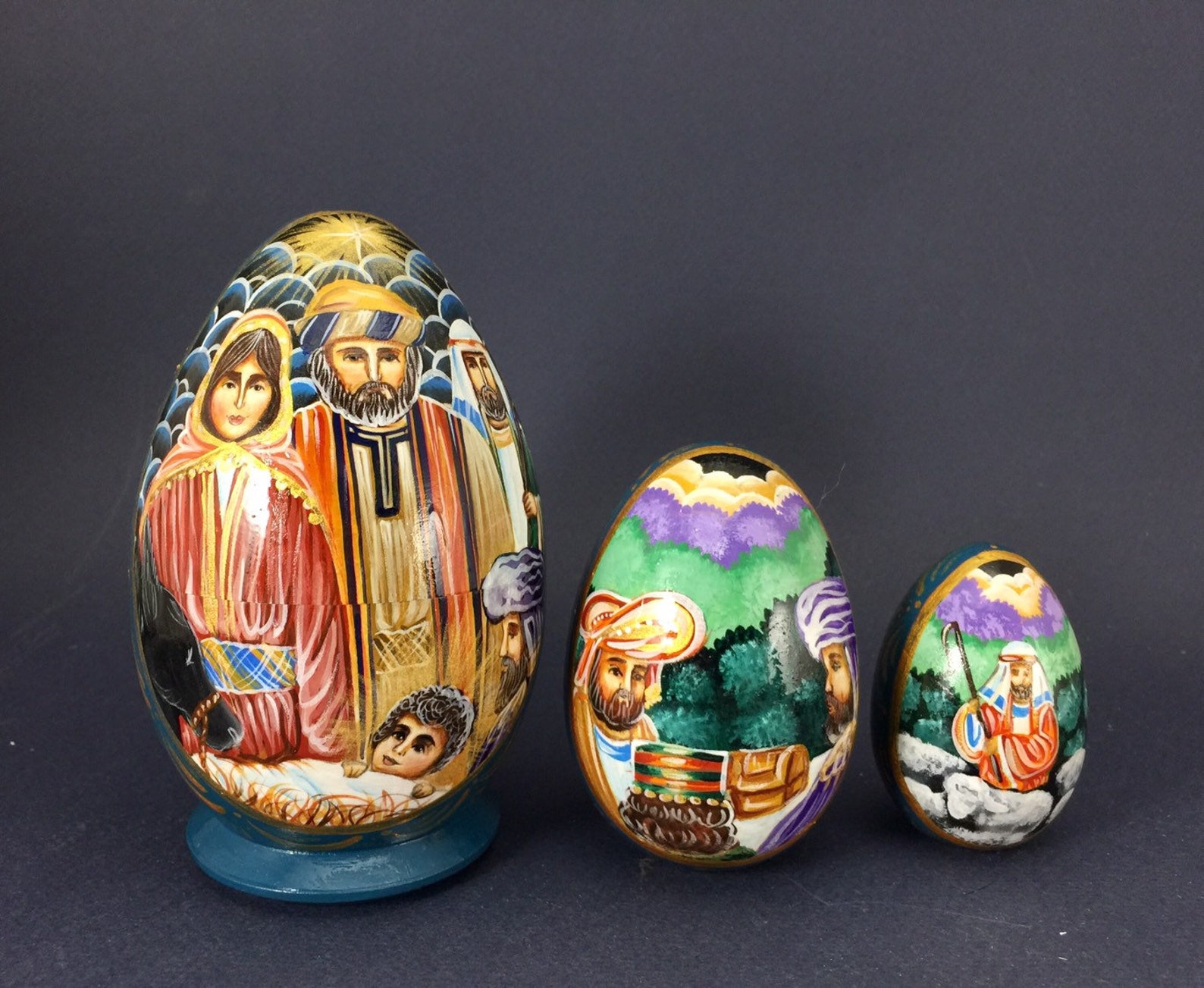 Nesting Doll Nativity Doll Egg 125 cm 5 inches 3 pcs Etsy