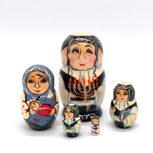 Jews Nesting Dolls - Jewish Family 4.3”,11 см 5 pcs ,,Handcrafted Made in Ukraine Wooden Matryoshka image 8
