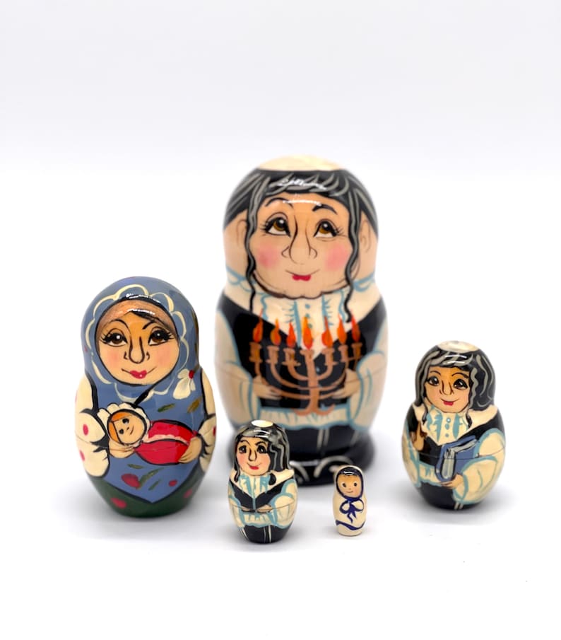 Jews Nesting Dolls - Jewish Family 4.3”,11 см 5 pcs ,,Handcrafted Made in Ukraine Wooden Matryoshka image 8