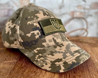 Khaki Cap Ukrainian FLAG Military Style Unisex Hat Made in Ukraine.