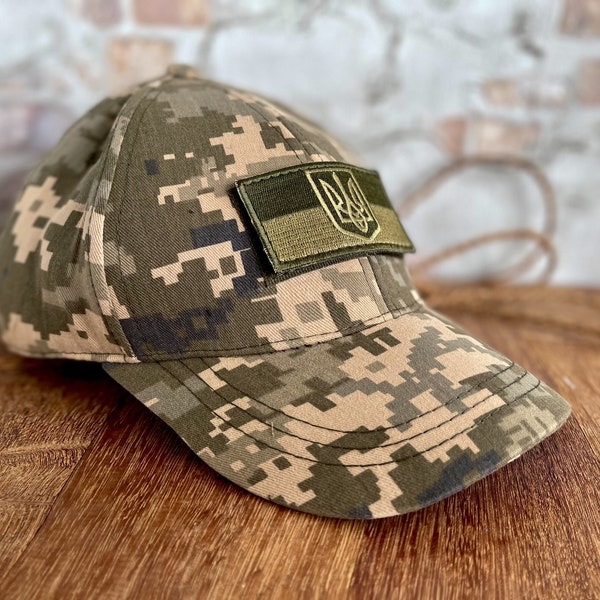 Casquette kaki DRAPEAU Ukrainien Chapeau unisexe de style militaire fabriqué en Ukraine.