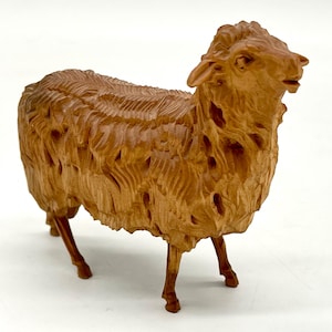 Hand-carved Wooden Sheep Figurine- Ukrainian Folk Art- 10 cm Tall- Detailed Collectible Home Decor Gift