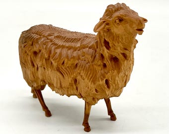 Hand-carved Wooden Sheep Figurine- Ukrainian Folk Art- 10 cm Tall- Detailed Collectible Home Decor Gift