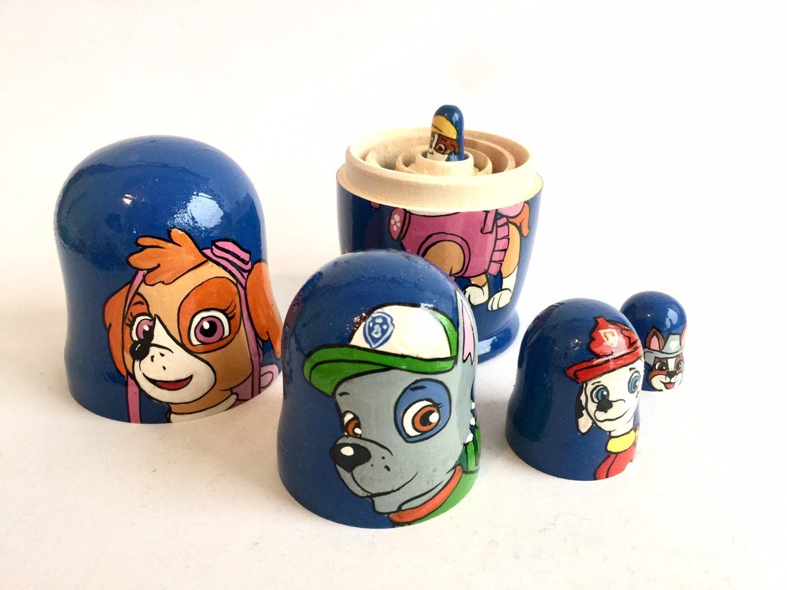 PAW Patrol Nesting Doll 51 13 cm Handcrafted Blue Etsy