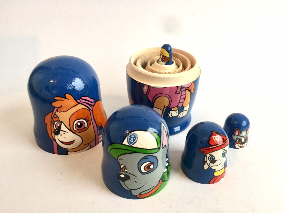 PAW Patrol Nesting Doll 51 13 cm Handcrafted Blue Etsy