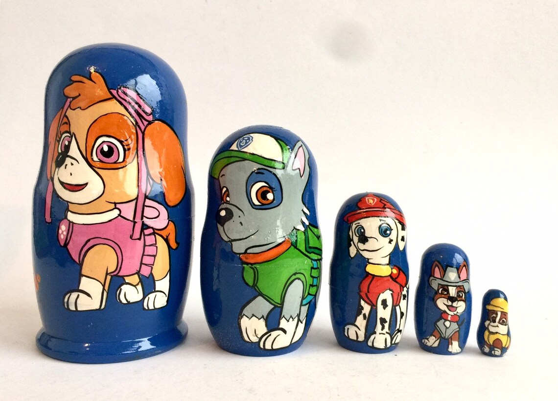 PAW Patrol Nesting Doll 51 13 cm Handcrafted Blue Etsy