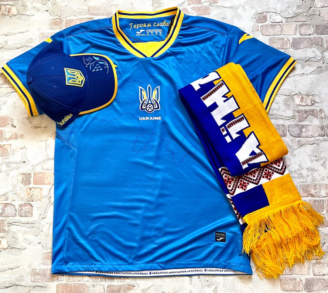 Set of 3 Ukrainian National Team Blue Jersey Zinchenko Vintage Football