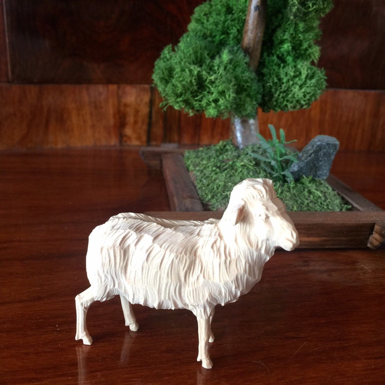 Hand Carved Wooden Figurine,Sheep in Lime Wood , Mutton,Handcrafted Home Decor & Display image 9