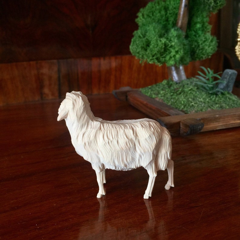 Hand Carved Wooden Figurine,Sheep in Lime Wood , Mutton,Handcrafted Home Decor & Display image 8