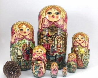 Beauty and the Beast  Nesting doll Matryoshka Hand Painted 5pcs 