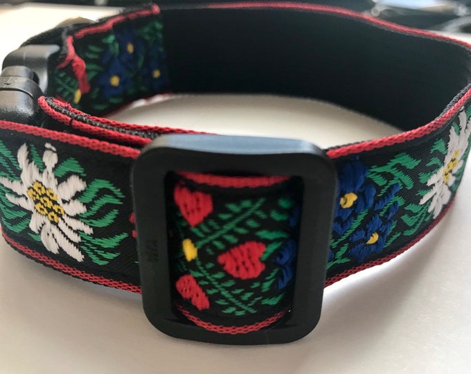 Dog Collar Black German Style Edelweiss Etsy