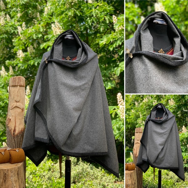 Viking clothing, rectangular coat made of UNDYED, NATURAL virgin wool, medieval clothing, reenactment, larp