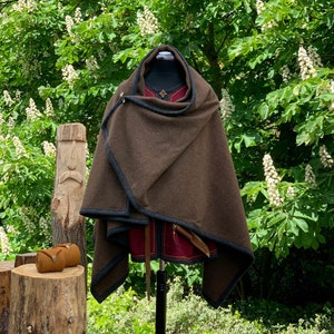 Wikingerkleidung, Rechteckmantel aus UNGEFÄRBTER, NATURFARBENER Schurwolle, Mittelalterkleidung,Larp