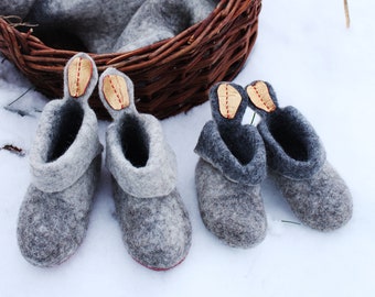 feng shui slippers for kids - felt - gold eco leather -- slippers children made of felt