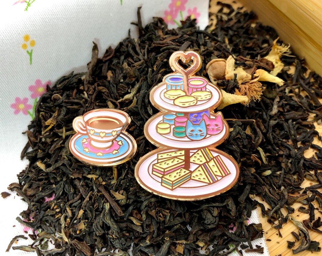 Tiered Tea Tray and Teacup Enamel Pin Set of Two Etsy
