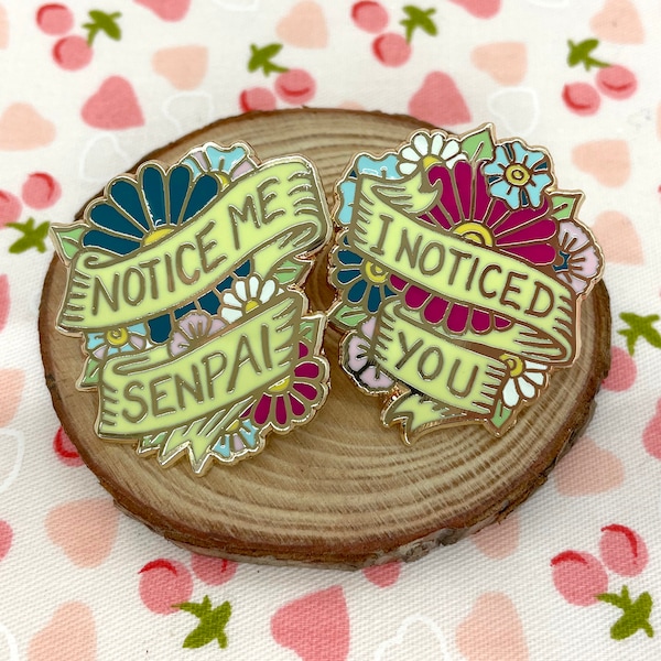 Notice Me, Senpai Enamel Pin Set of Two (Remix)