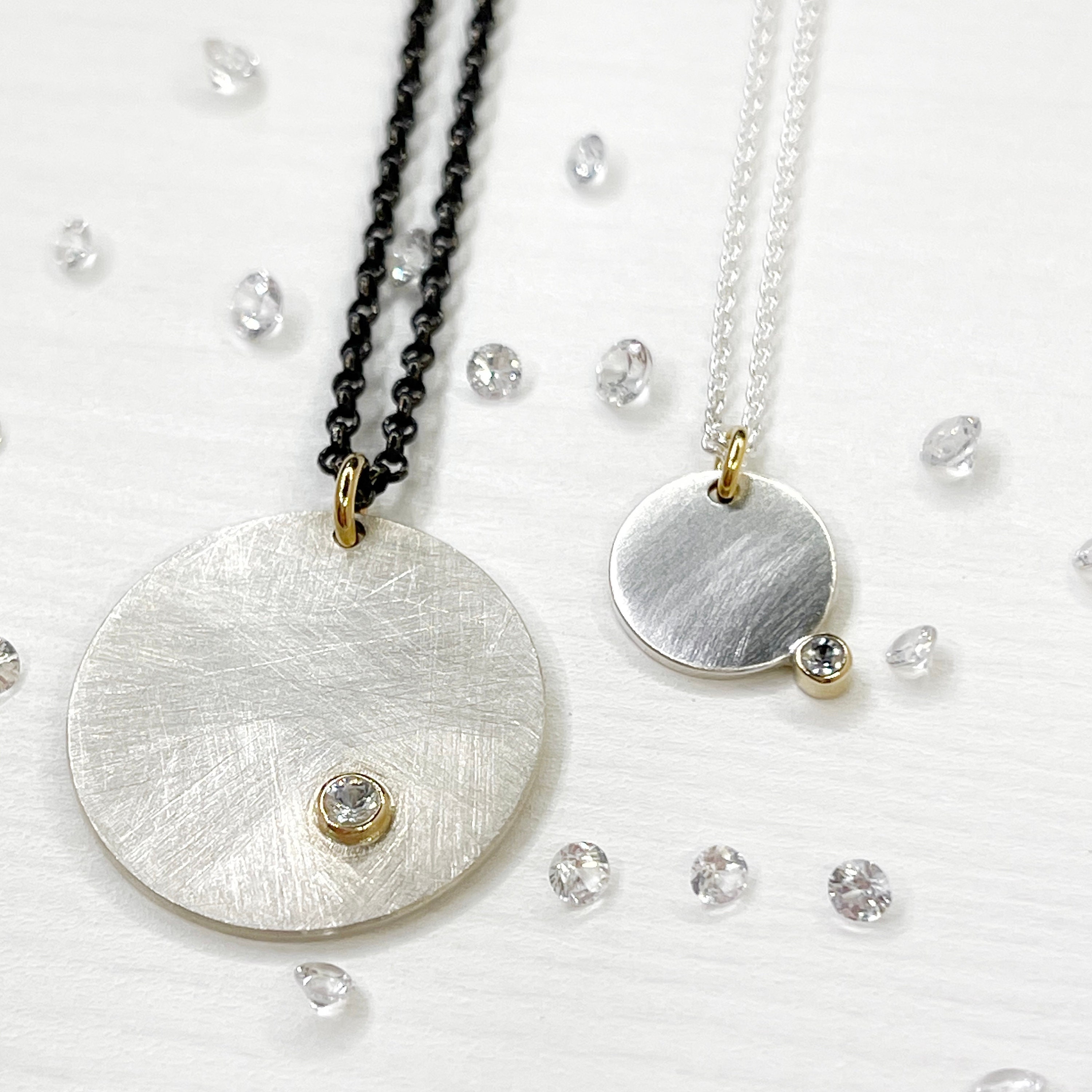 Kette mit rundem 10 mm großen Anhänger. Silber 18k Gold Etsy