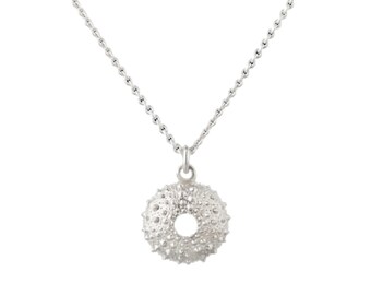 Silver sea urchin necklace