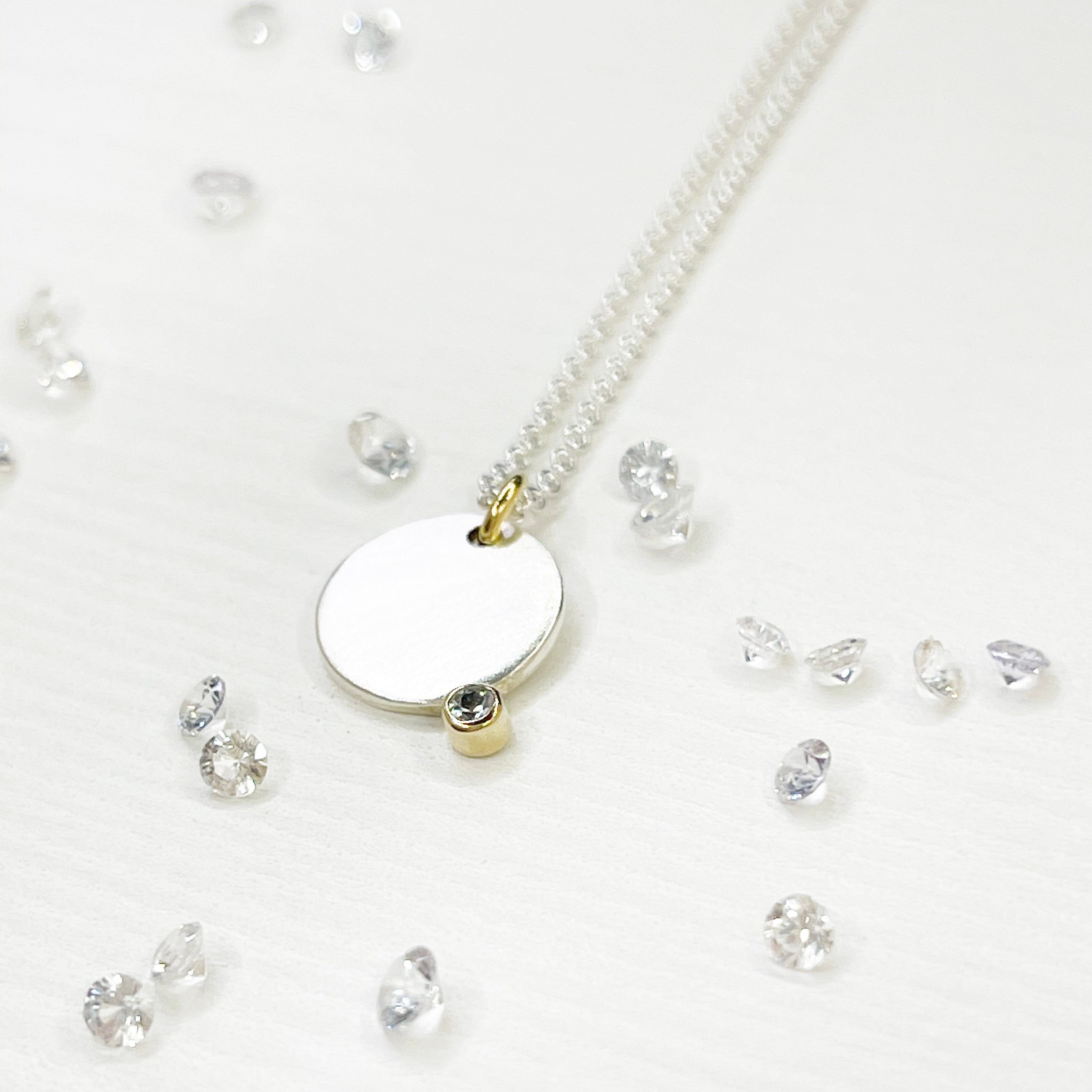 Kette mit rundem 10 mm großen Anhänger. Silber 18k Gold Etsy