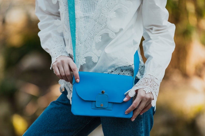 cross body purse handmade clutch bag LAURA evening bag leather purse small bag Blue leather purse genuine leather woman leather bag