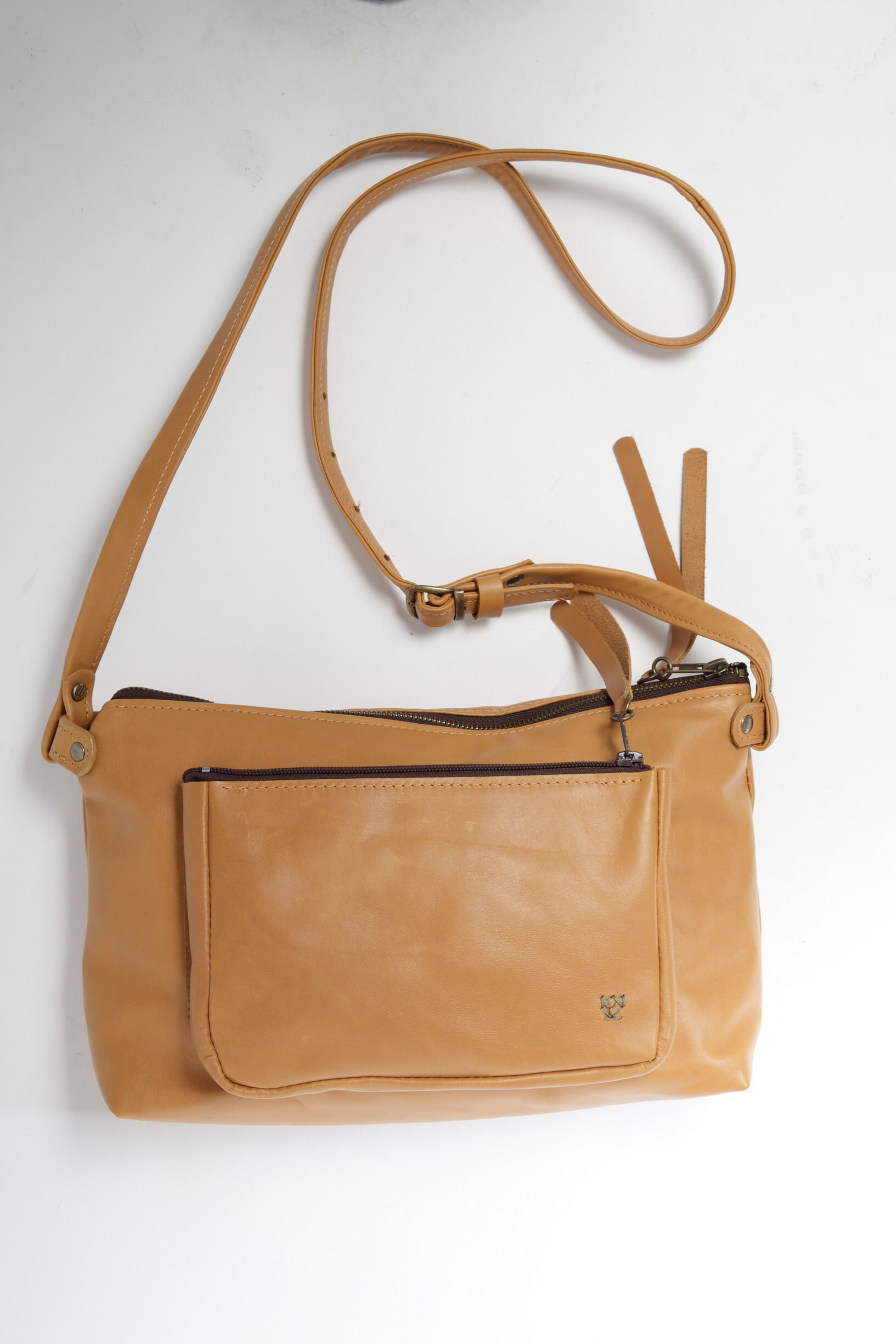 Tan cross body leather bag messenger bag leather purse Etsy