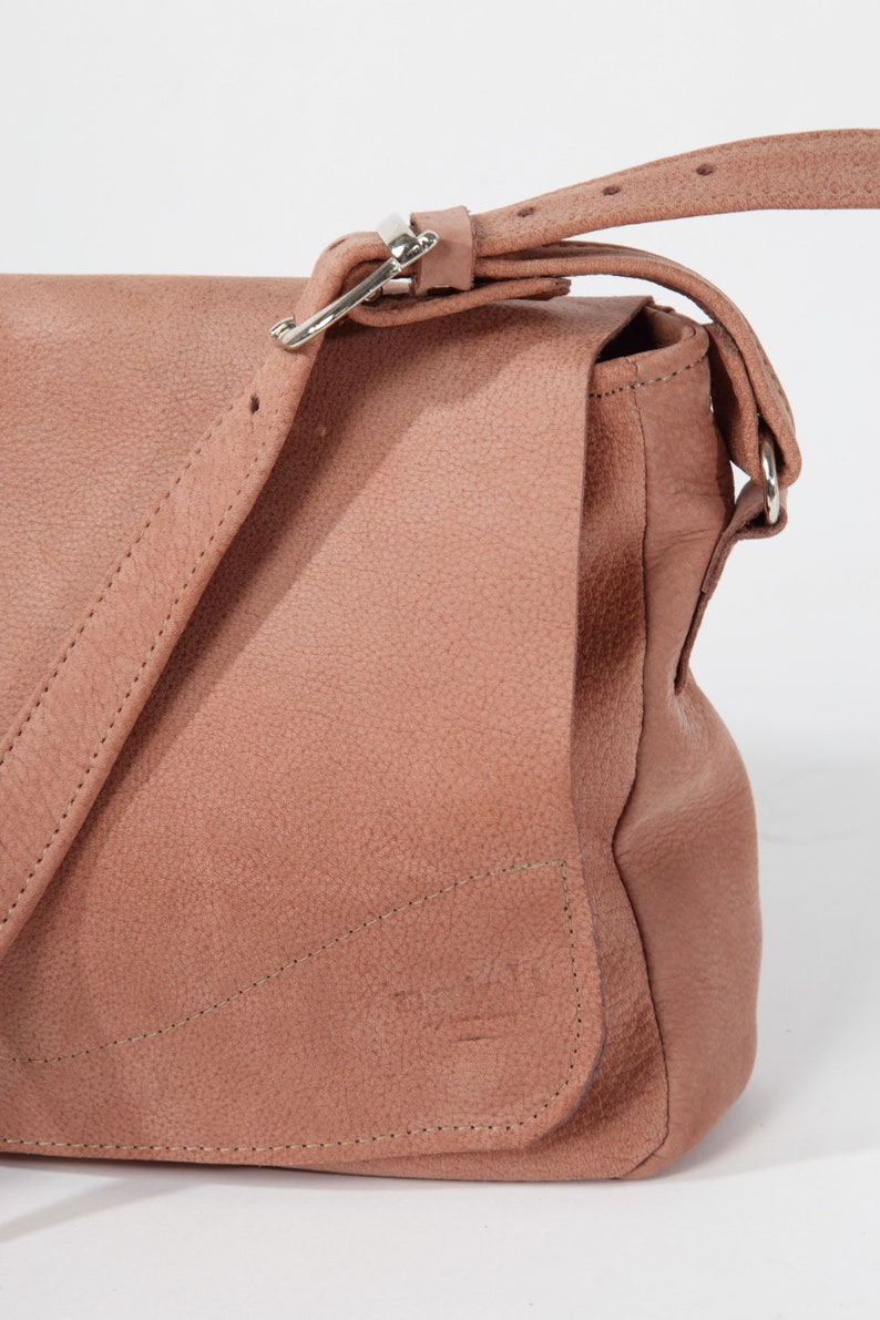 Dusty Pink Cross Body Leather Bag Women's Bag Nubuck Etsy