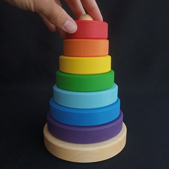 rainbow wooden stacking toy