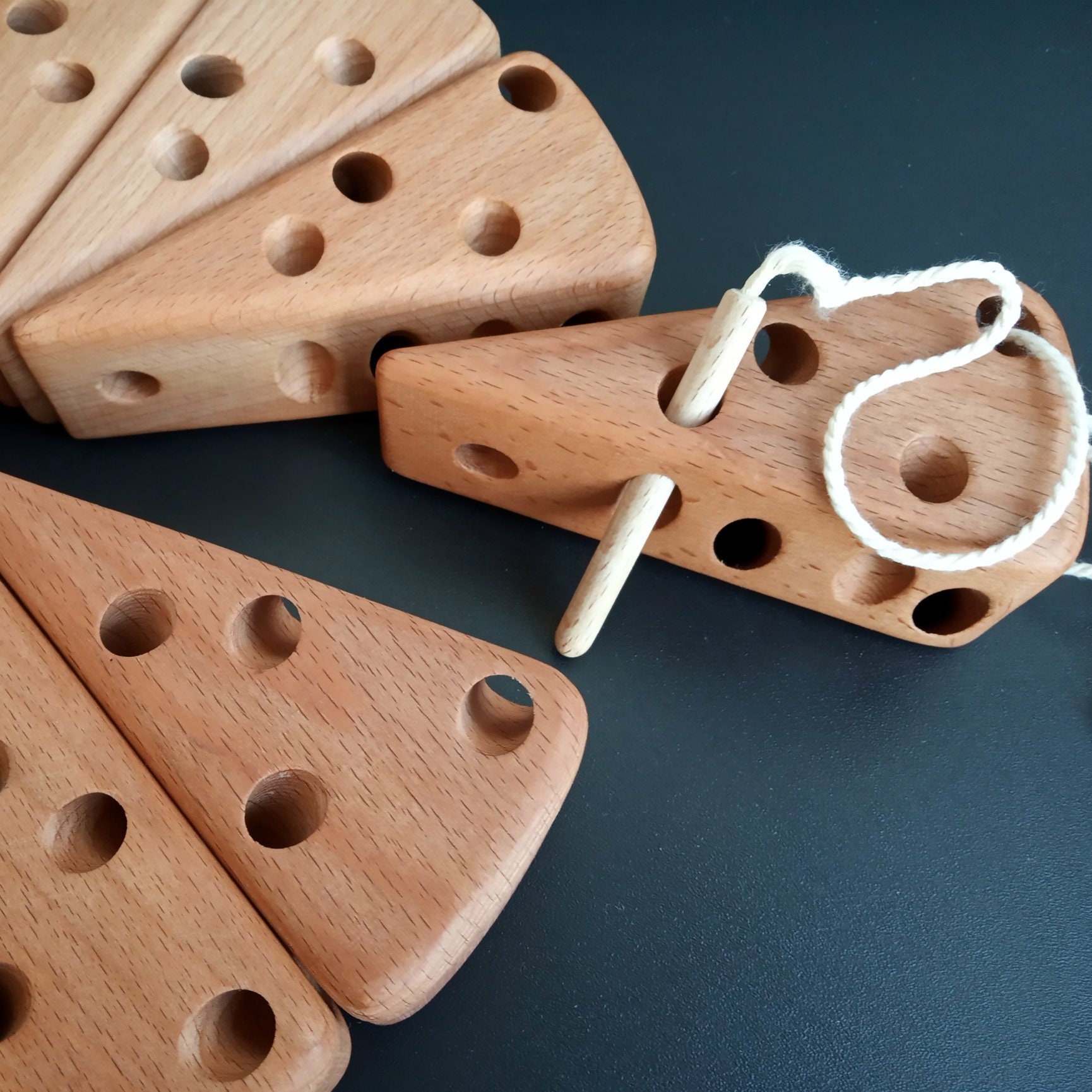 Wooden Lacing toy Cheese for toddler Baby Cheese Lacing Etsy