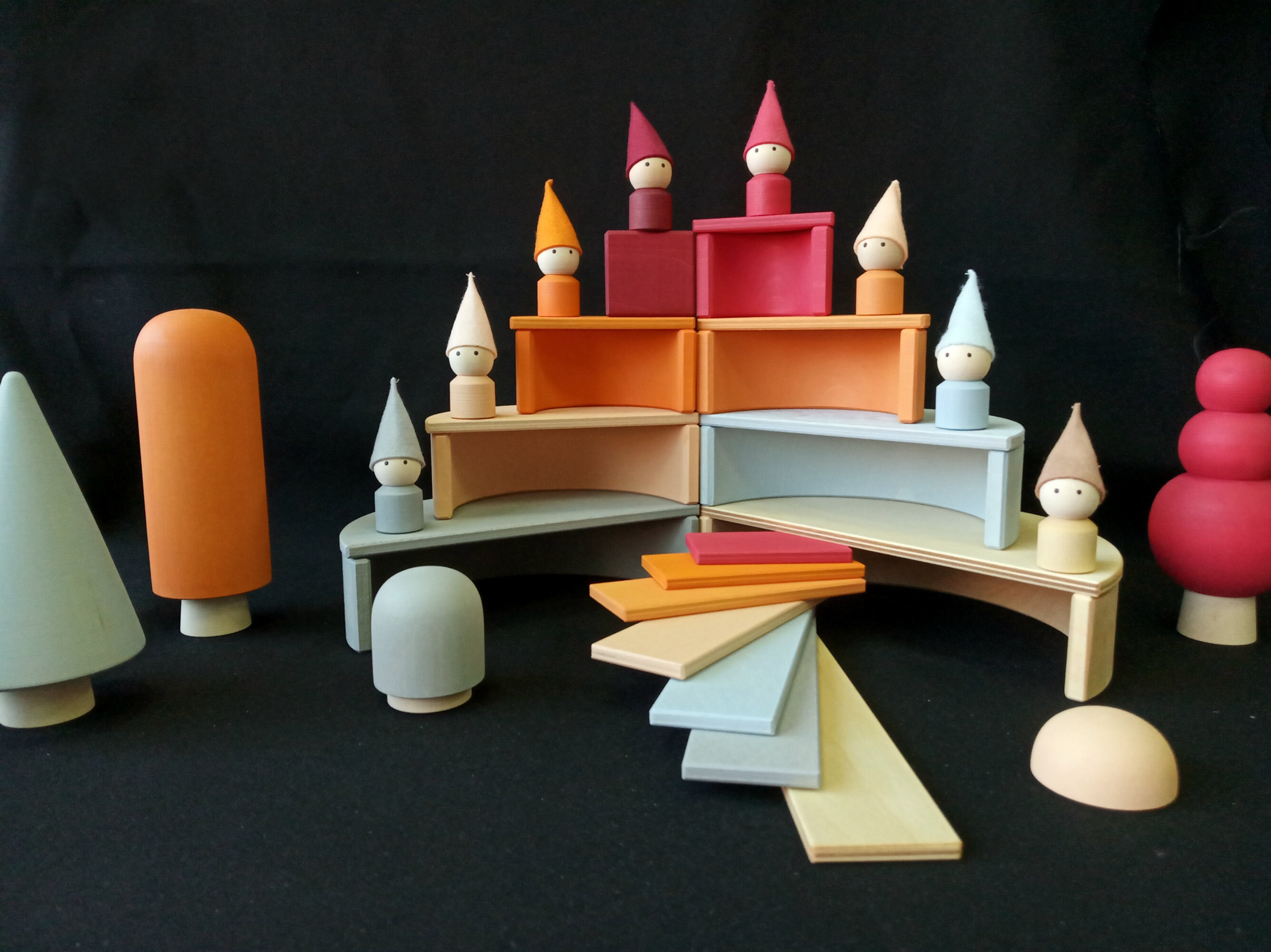 Wooden Neutral Rainbow Stacking Toy Set of 30 pcs. Rainbow Etsy