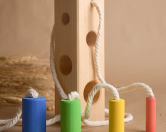 Activités de tri des couleurs Montessori pour les enfants d’âge préscolaire Bloc de bois arc-en-ciel avec cylindres, jouets pour bébés Montessori, cadeau d’anniversaire pour premier bébé