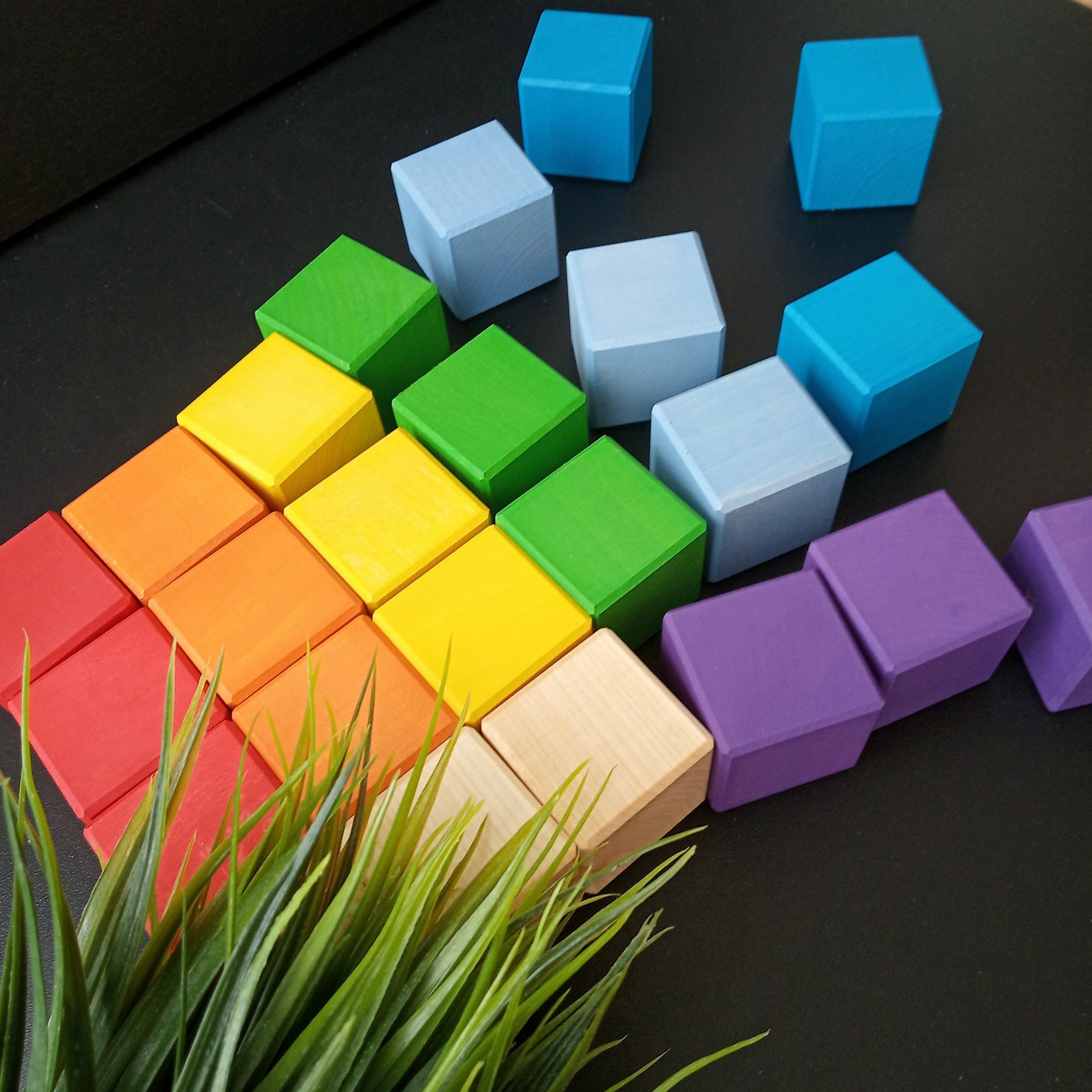 Wooden Rainbow Blocks for toddler BIG set of 24 pcs. Baby Etsy
