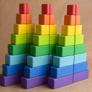 Stepped Counting Blocks Set Colored Wooden Blocks in Storage Tray ...
