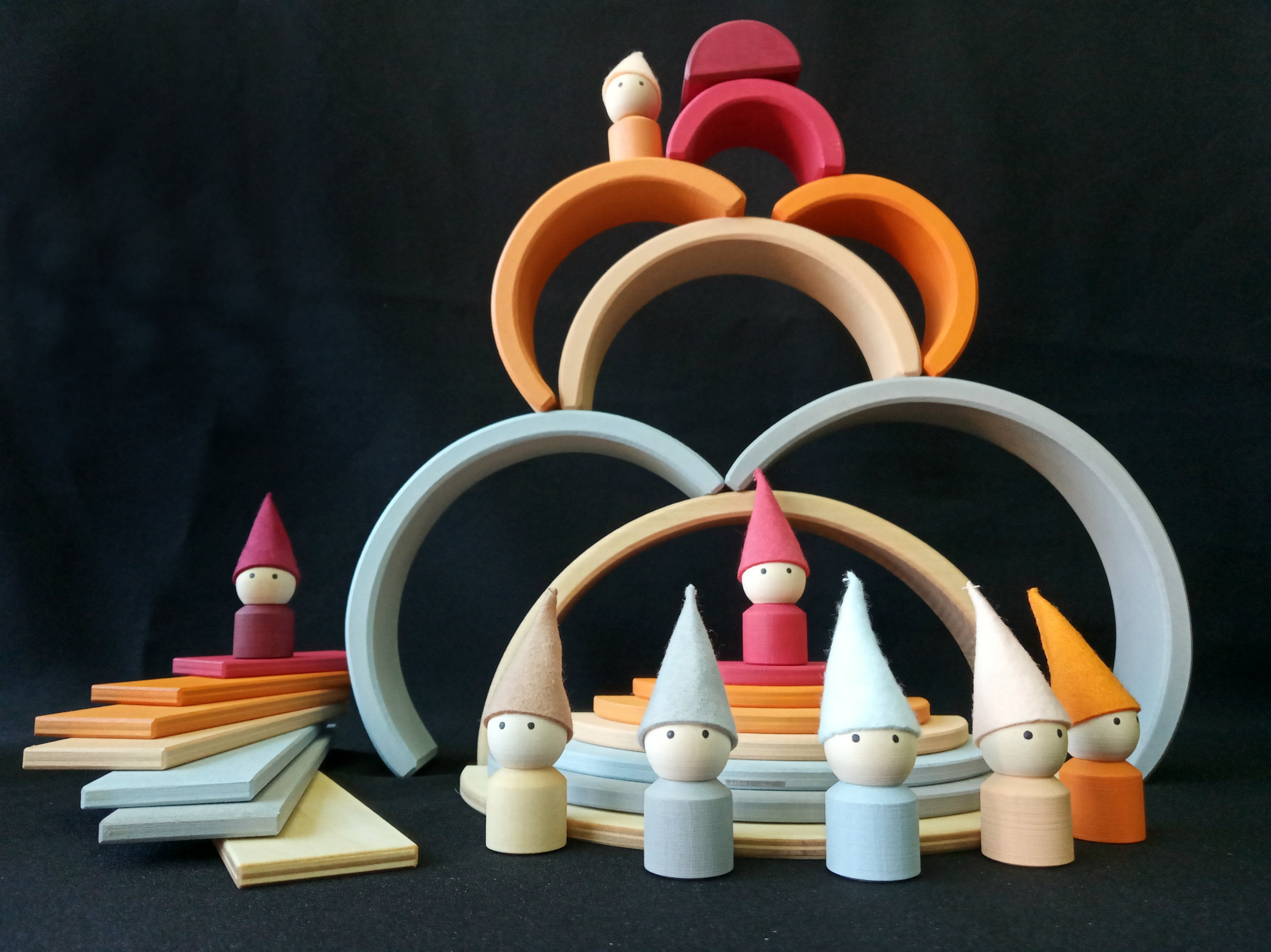 Wooden Neutral Rainbow Stacking Toy Set of 30 pcs. Rainbow Etsy