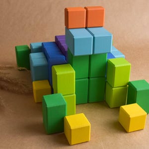 Stepped Counting Blocks Set Colored Wooden Blocks in Storage Tray ...
