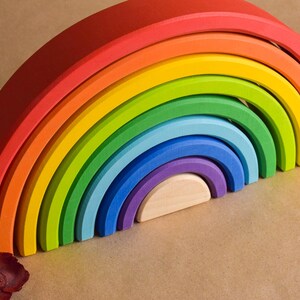 Wooden Rainbow Stacking Toy Educational Sensory Montessori Learning ...