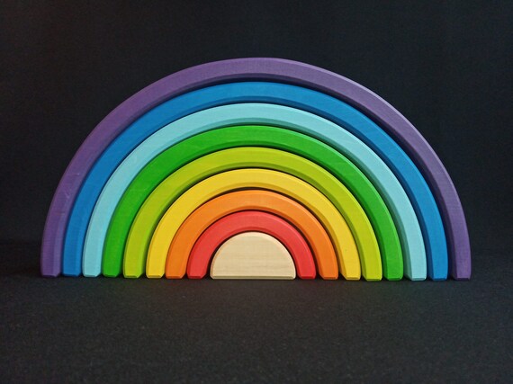 rainbow wooden stacking toy