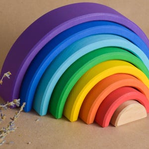 Regenbogen Stapeln Spielzeug Montessori aus Holz für Kleinkind Kinder Lernen Lernmaterialien Geburtstagsgeschenke für Mädchen Jungen Kinderzimmer Dekor