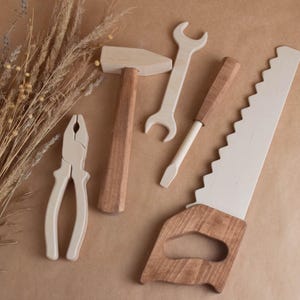 Wooden Toy Tools Set for Kids Pretend Play Workshop Tools Handmade Montessori Unique Handmade Gift for Toddlers