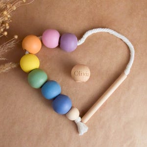 Wooden Lacing Toy Threading Beads Montessori Pastel Rainbow Game for Toddlers Learning Educational Materials Birthday Gift for Boy Girl Kid